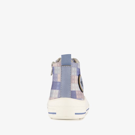 Hoge kinder sneakers met ruitprint blauw