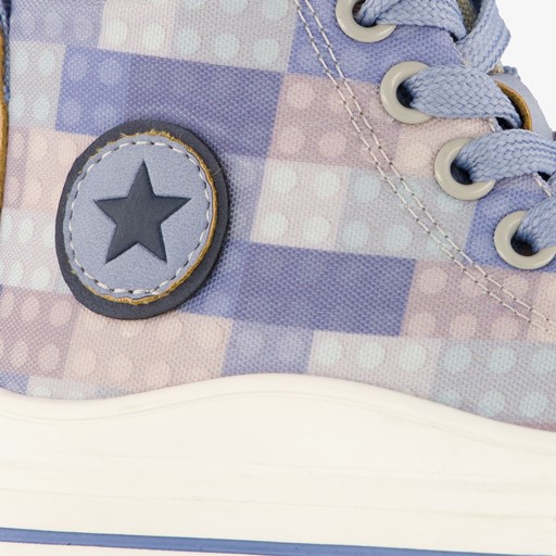 Hoge kinder sneakers met ruitprint blauw