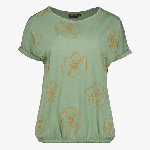 Dames T-shirt met bloemenprint groen