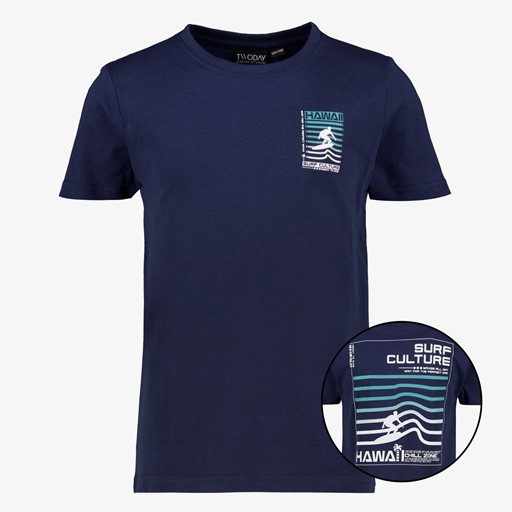 Jongens T-shirt met surf opdruk blauw