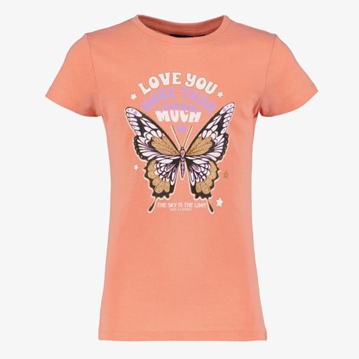 Meisjes T-shirt met vlinder oranje