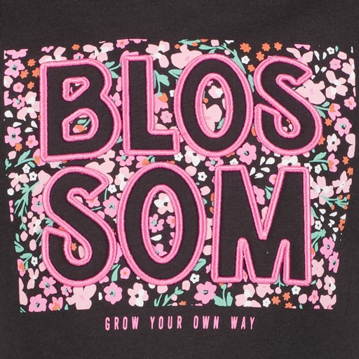 Meisjes T-shirt met bloemetjes zwart