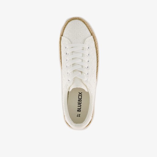 Dames sneakers met jute zool wit