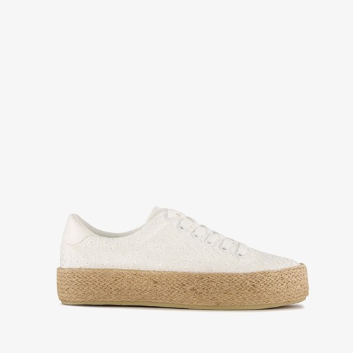 Dames sneakers met jute zool wit