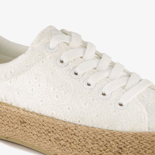Dames sneakers met jute zool wit