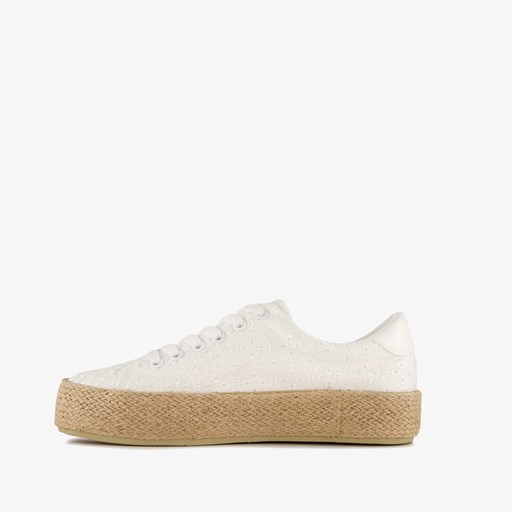 Dames sneakers met jute zool wit
