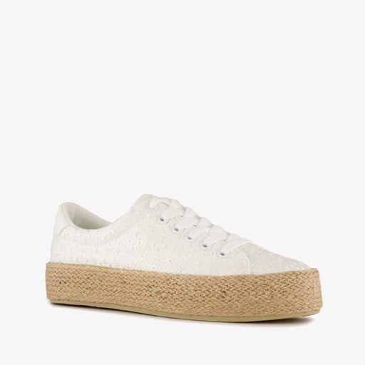 Dames sneakers met jute zool wit