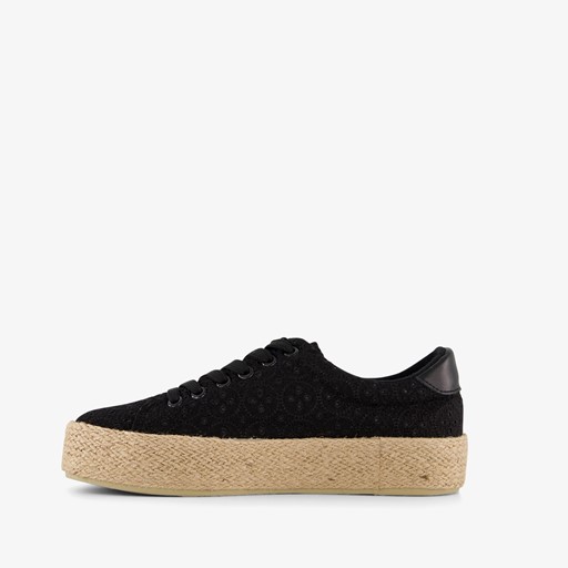 Dames sneakers met jute zwart