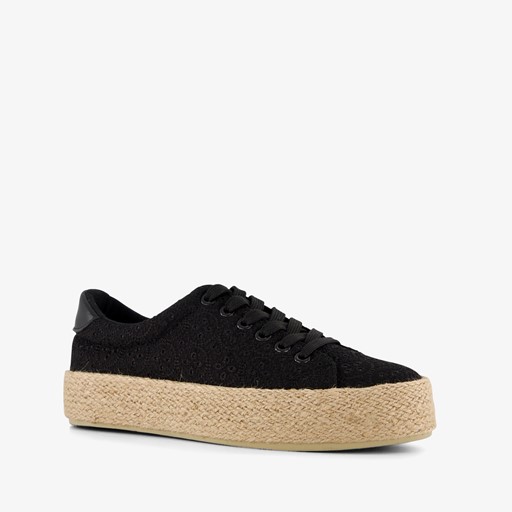Dames sneakers met jute zwart
