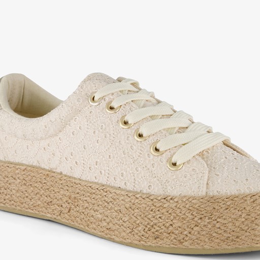Dames sneakers met jute zool beige goud