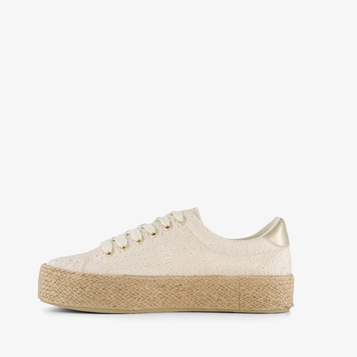 Dames sneakers met jute zool beige goud