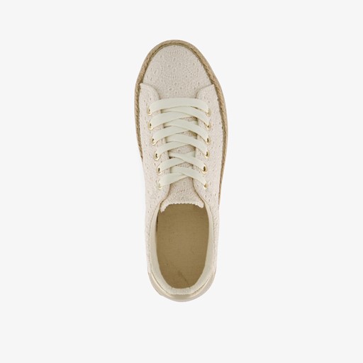Dames sneakers met jute zool beige goud