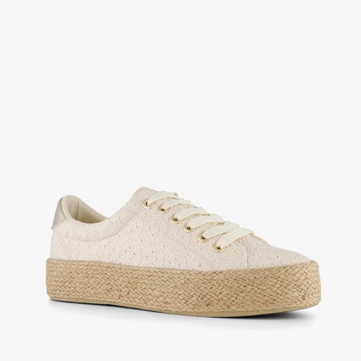 Dames sneakers met jute zool beige goud