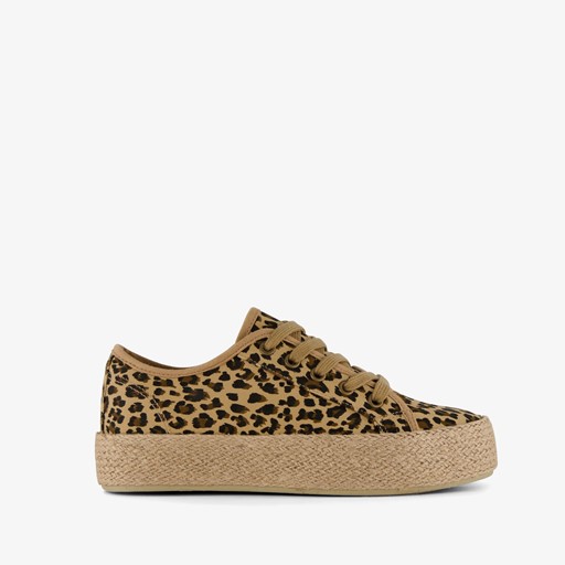 Dames sneakers met jute en panterprint