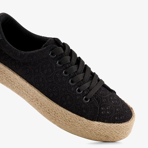 Dames sneakers met jute zwart