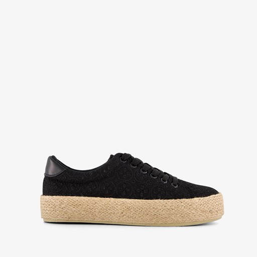 Dames sneakers met jute zwart