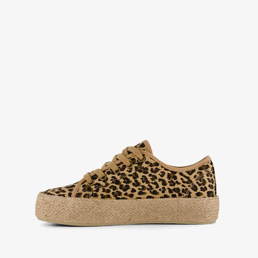 Dames sneakers met jute en panterprint