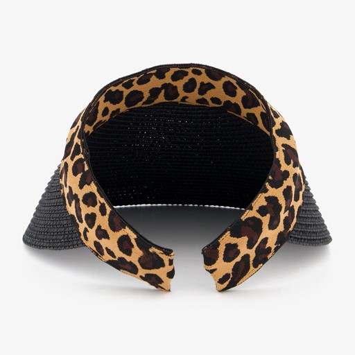 Dames zonneklep met panterprint zwart