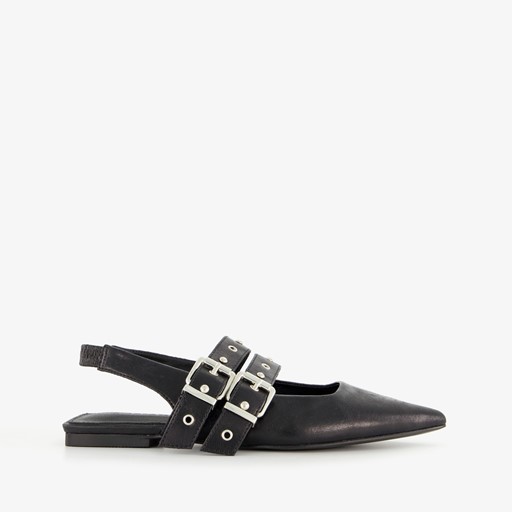 Dames slingbacks met gespen zwart