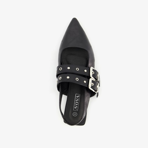Dames slingbacks met gespen zwart