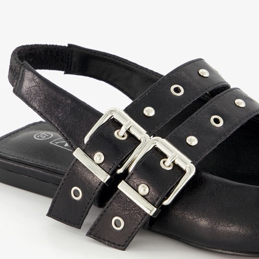 Dames slingbacks met gespen zwart