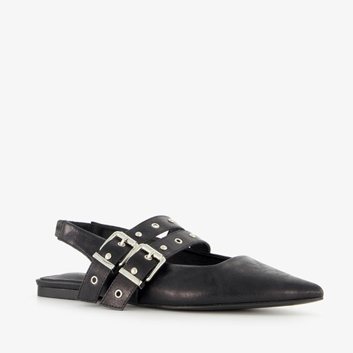 Dames slingbacks met gespen zwart
