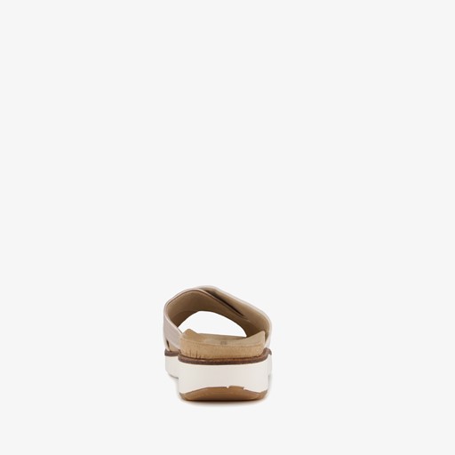 Leren dames slippers beige