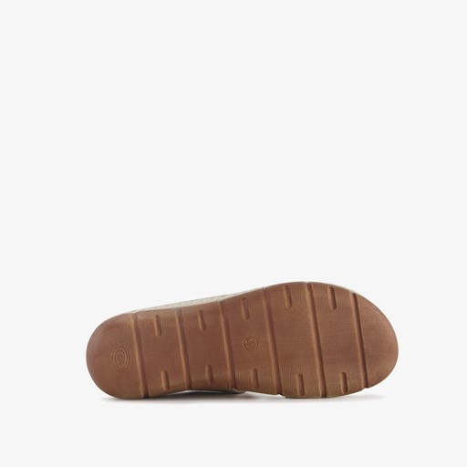 Dames slippers met sleehak beige