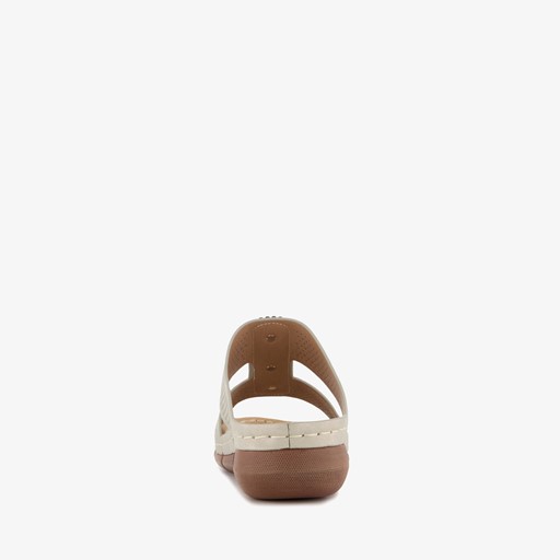 Dames slippers met sleehak beige