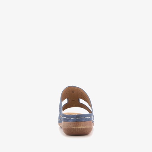 Dames slippers met sleehak blauw