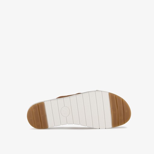 Leren dames slippers bruin goud