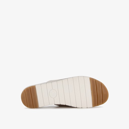 Leren dames slippers beige