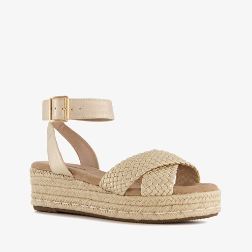 Dames espadrilles met sleehak goud