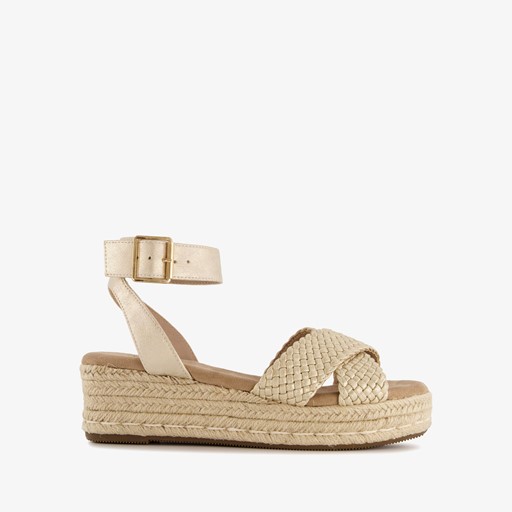 Dames espadrilles met sleehak goud