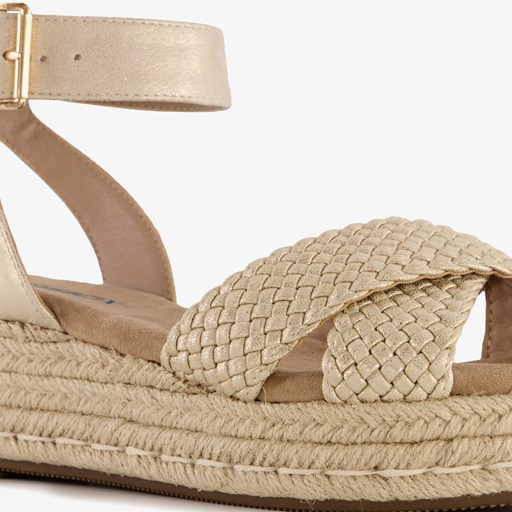 Dames espadrilles met sleehak goud
