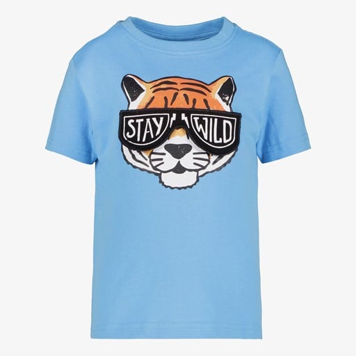 Jongens T-shirt met tijger blauw