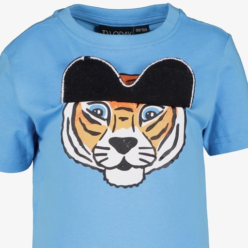 Jongens T-shirt met tijger blauw