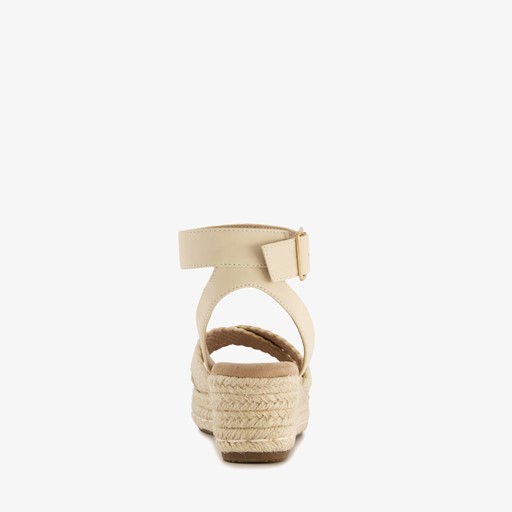 Dames espadrilles met sleehak wit beige