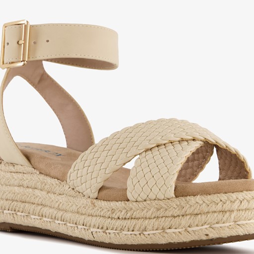 Dames espadrilles met sleehak wit beige
