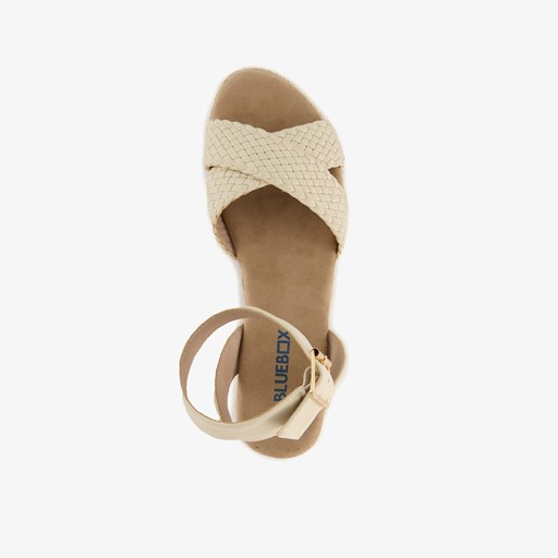Dames espadrilles met sleehak wit beige