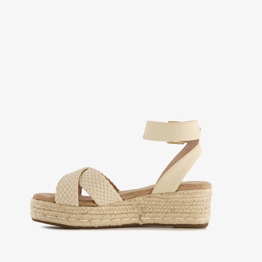 Dames espadrilles met sleehak wit beige