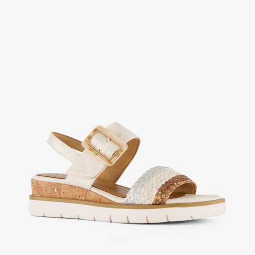 Dames sandalen met sleehak beige