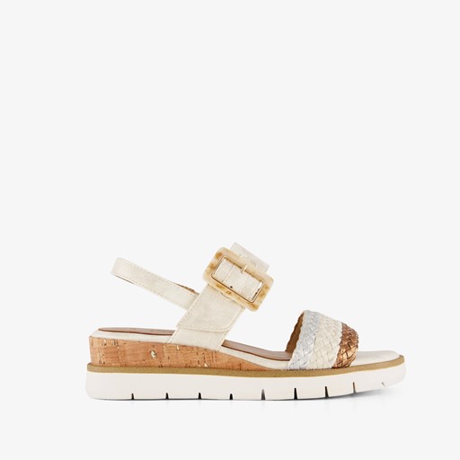 Dames sandalen met sleehak beige