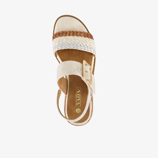 Dames sandalen met sleehak beige