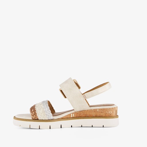 Dames sandalen met sleehak beige