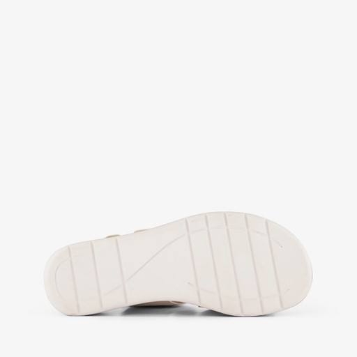 Dames sandalen met sleehak beige goud