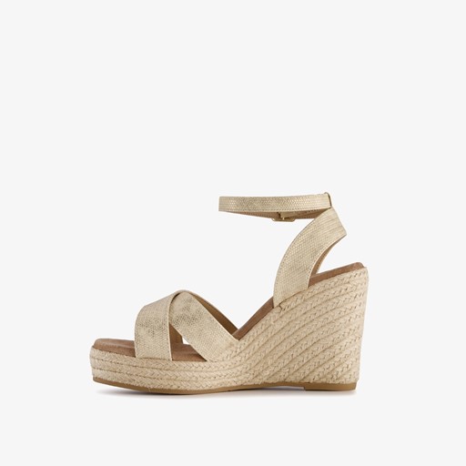 Dames espadrilles met hoge sleehak goud