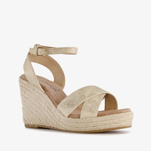 Dames espadrilles met hoge sleehak goud