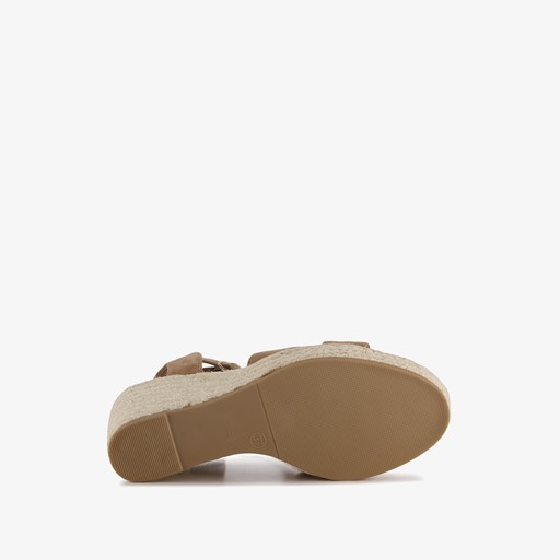 Dames espadrilles met hoge sleehak bruin