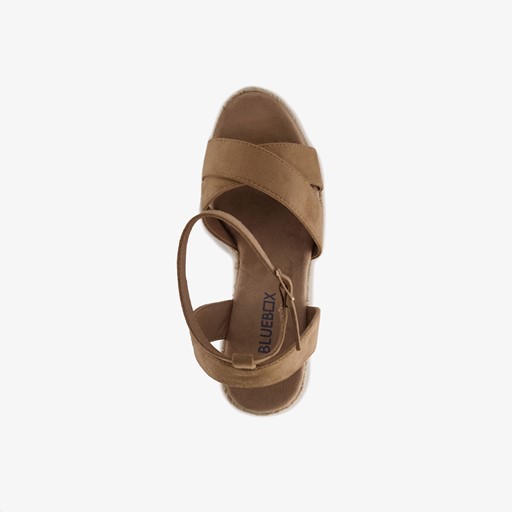 Dames espadrilles met hoge sleehak bruin